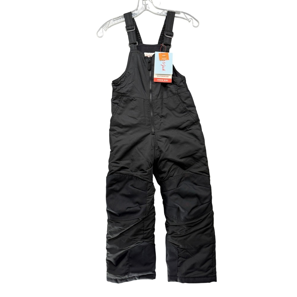 Cat & Jack Kids Black Insulated Snow Bibs Water Resistant Overalls Size S 6/6X